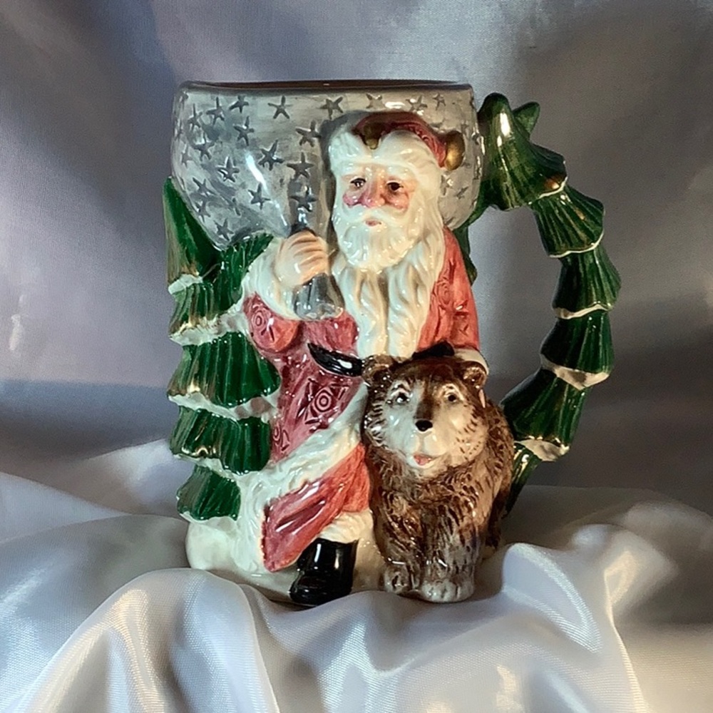 Vintage 1990 Fitz & Floyd OCI OMNIBUS RUSSIAN WILDERNESS Santa Mug Christmas